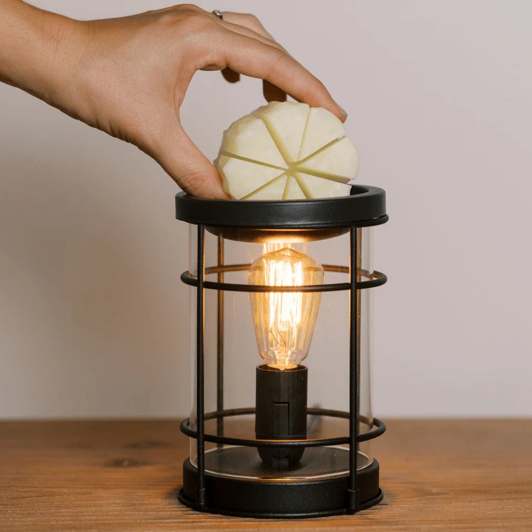 Black Wax Melt Warmer, W/ Safety Timer & Edison Bulb