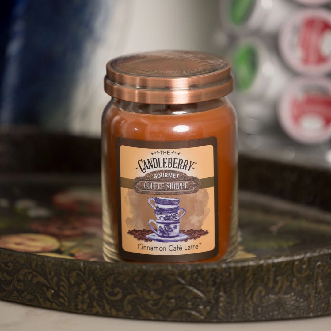 Coffee Shoppe - Cinnamon Café Latte ™, Large Jar Candle - The Candleberry® Candle Company - Coffee Shoppe Large Jar Candle - The Candleberry Candle Company