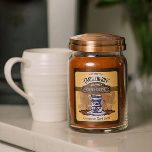 Coffee Shoppe - Cinnamon Café Latte ™, Large Jar Candle - The Candleberry® Candle Company - Coffee Shoppe Large Jar Candle - The Candleberry Candle Company