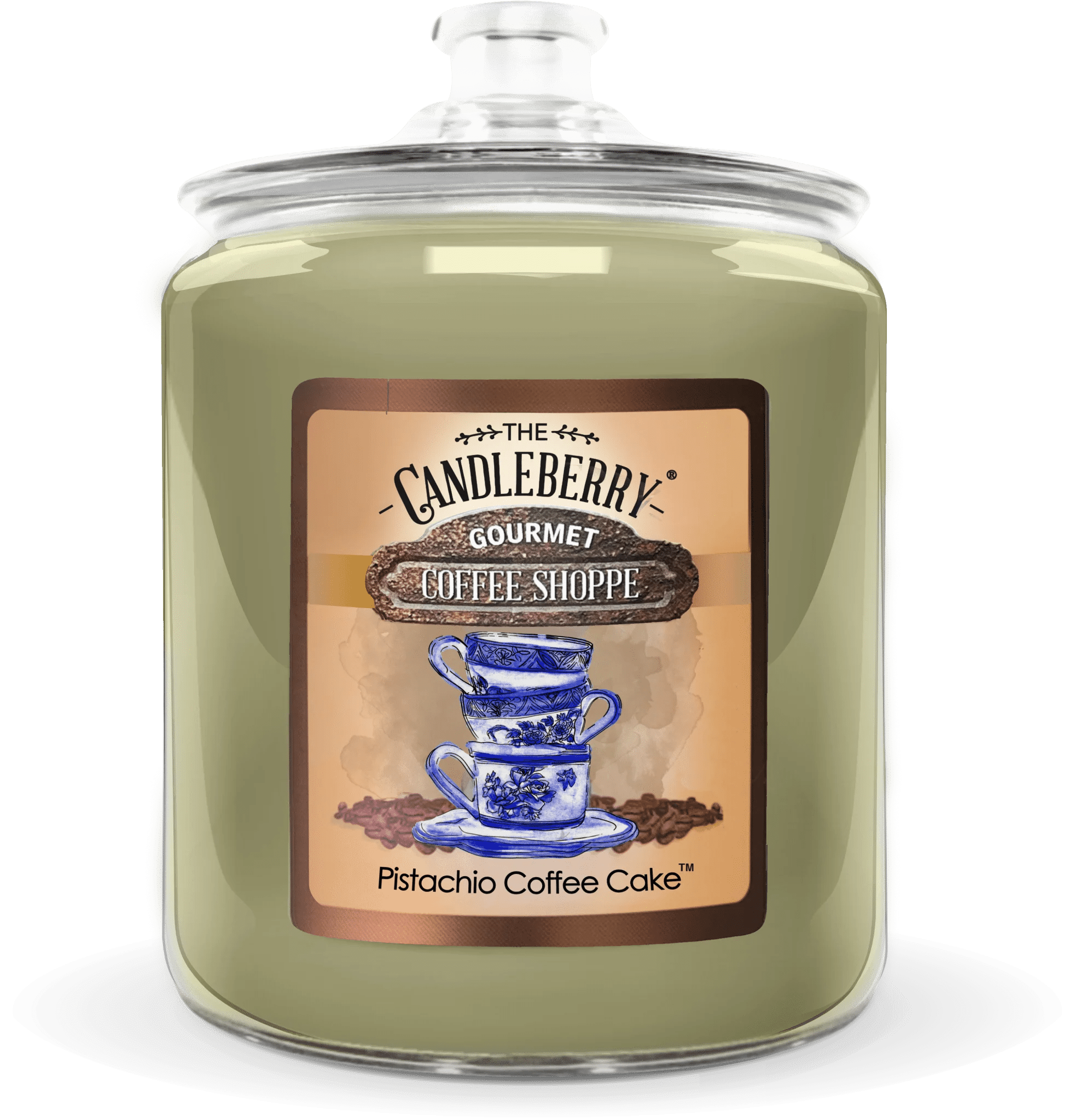 Coffee Shoppe - Pistachio Coffee Cake™, 3 - Wick, Candy Jar Candle - The Candleberry® Candle Company - Coffee Shoppe Candy Jar Candle - The Candleberry Candle Company