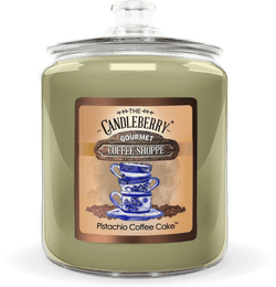 Coffee Shoppe - Pistachio Coffee Cake™, 3 - Wick, Candy Jar Candle - The Candleberry® Candle Company - Coffee Shoppe Candy Jar Candle - The Candleberry Candle Company