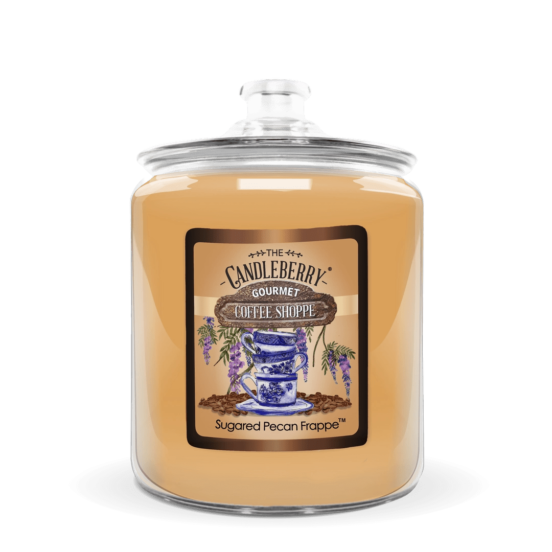 Coffee Shoppe - Sugared Pecan Frappe™, 3 - Wick, Candy Jar Candle - The Candleberry® Candle Company - Coffee Shoppe Candy Jar Candle - The Candleberry Candle Company