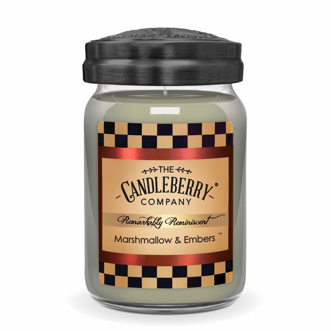 REMINISCENT - LARGE JAR -MARSHMALLOW AND EMBERS - toast roasted grey green olive gourmand sweet bakery strong powerful premium soy vegan essential oil soy coconut wax strong long burning best seller scented candles