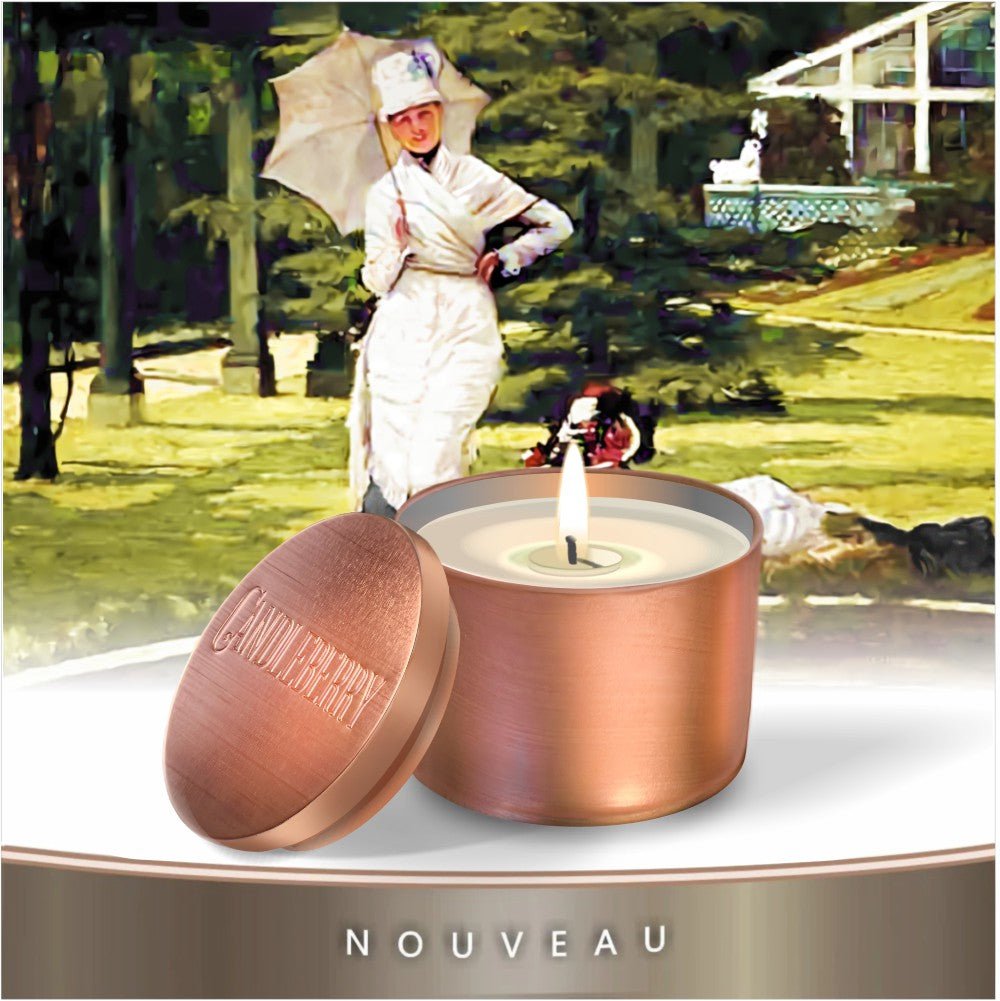 NOUVEAU™ - Golden Amber Haven™, Travel Tin Candle - The Candleberry® Candle Company - Nouveau Travel Tin - The Candleberry Candle Company