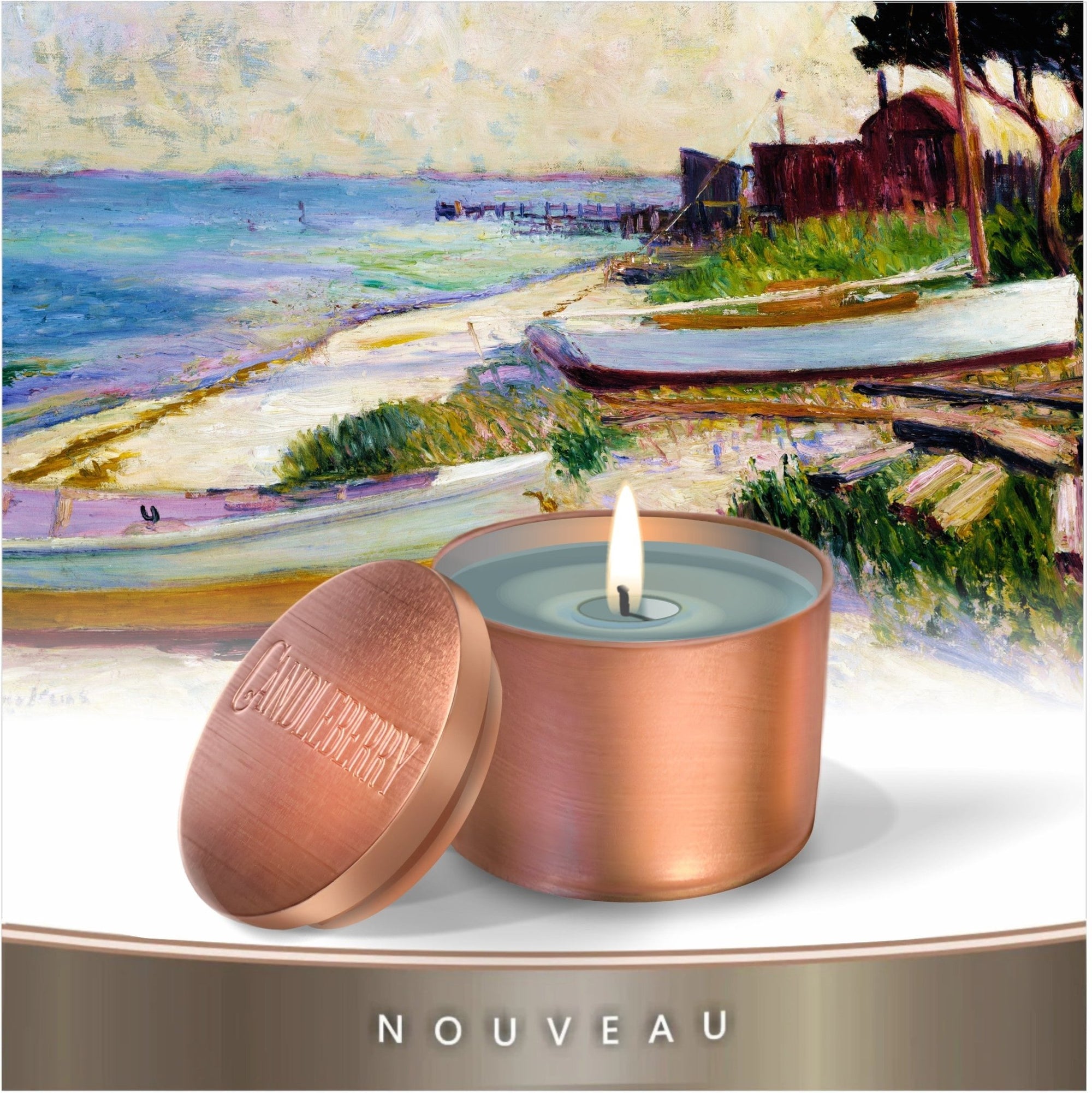 NOUVEAU™ - Smoldering Vanilla Teakwood™, Travel Tin Candle - The Candleberry® Candle Company - Nouveau Travel Tin - The Candleberry Candle Company
