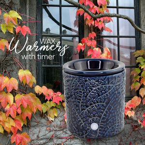 "Blue Leaf" Wax Warmer, Including Safety Timer - The Candleberry® Candle Company - Warmer - The Candleberry Candle Company