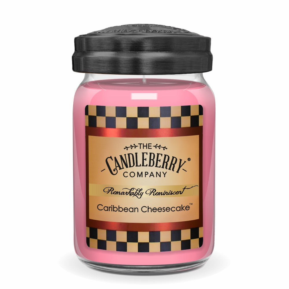 CARIBBEAN CHEESECAKE LARGE JAR 26 ounce oz fruity uplifting baked joyful pink fine fragrance premium vegan soy coconut essential oil wax number one seller spring summer scented candles