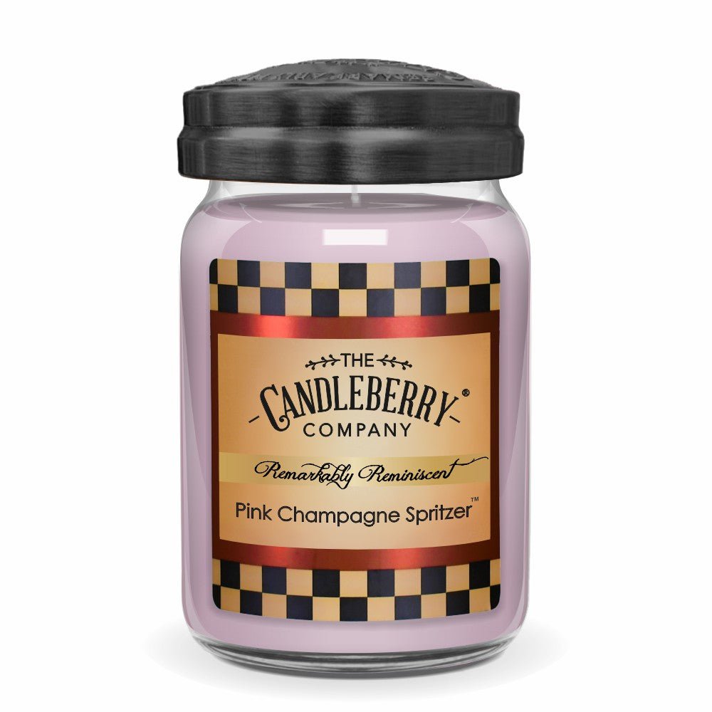 PINK CHAMPAGNE SPRITZER LARGE JAR 26 ounce oz clean fresh fine fragrance premium vegan soy coconut essential oil wax number one seller fruity fun cheerful pastel pink spring summer scented candles
