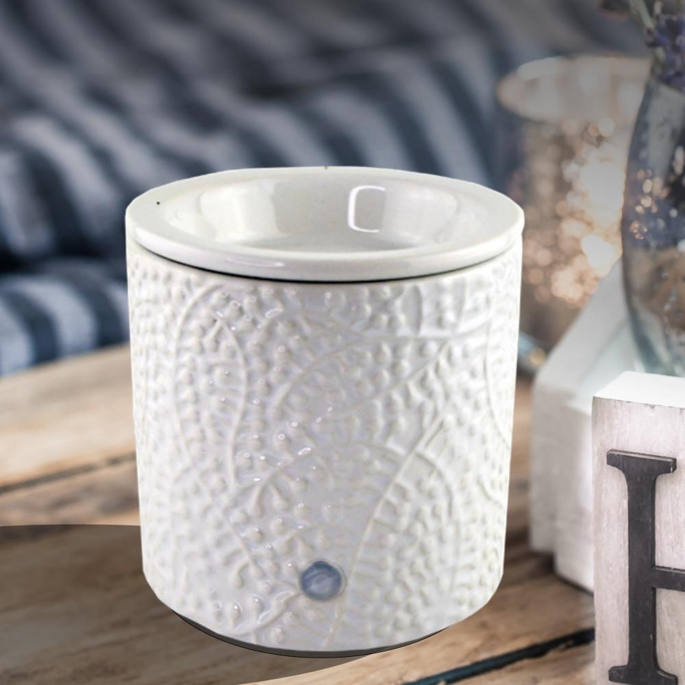 "White Leaf" Wax Warmer, Including Safety Timer - The Candleberry® Candle Company - Warmer - The Candleberry Candle Company